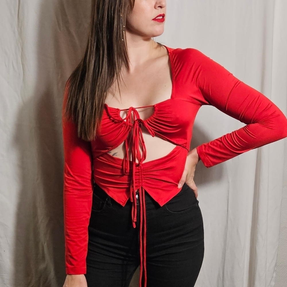 Red Princess Polly Cutout Top